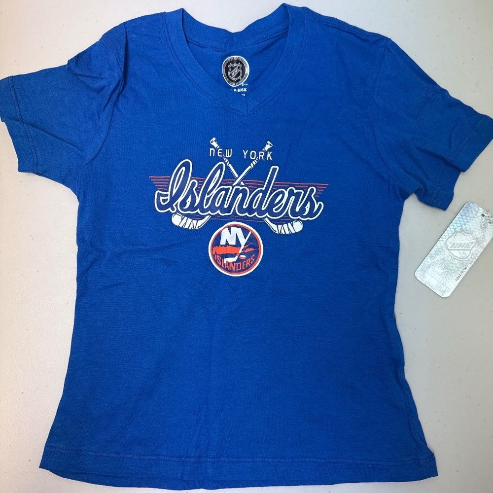 NWT Girls NHL New York Islanders Hockey Short Sleeve Tee Size S 6/6X